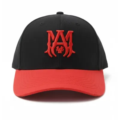 Black & Red Amiri Trucker Cap – Iconic Core Logo Design