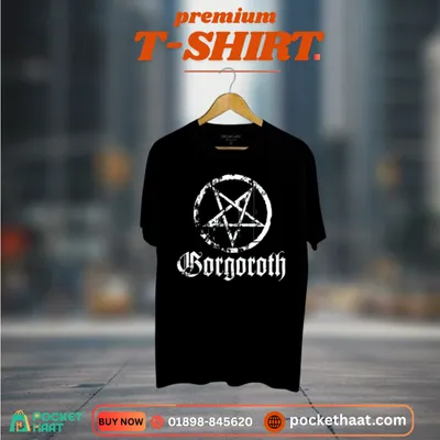 Premium "Gorgoroth" Graphic T-Shirt – Black Metal Pentagram Edition