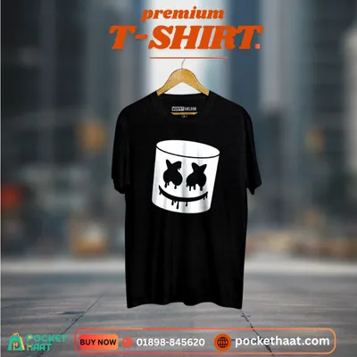 Premium "Marshmello" Graphic T-Shirt – Signature Mask Edition