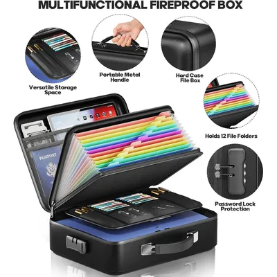 Fireproof Document Box Hard Case