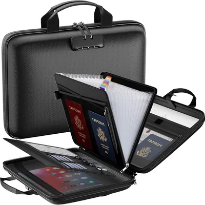 Fireproof File Organizer with Lock Black