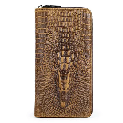 Genuine Leather Crocodile Pattern Business Multi-Card Slot Long Wallet