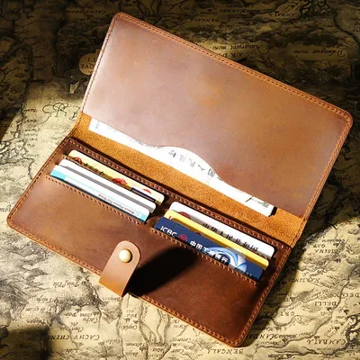 Genuine Top-Grain Cowhide Retro Long Wallet