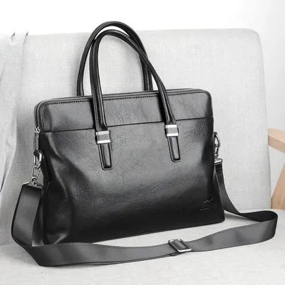 High-End Genuine Leather Shoulder Bag for Men – Business Laptop Messenger Bag for Office & Travel