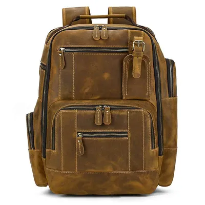 Genuine Leather Backpack for Men – Large Capacity Crazy Horse Leather Travel Bag