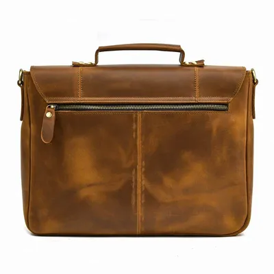 Genuine Leather Business Travel Shoulder Bag – Crazy Horse Leather Laptop Briefcase