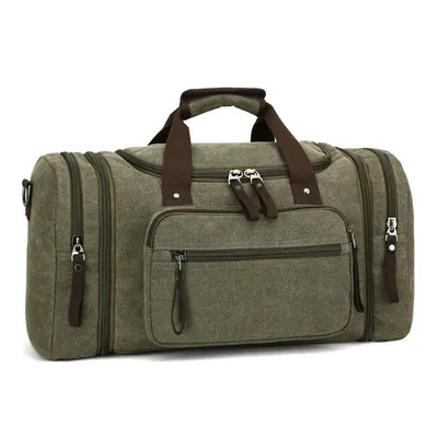 High-End Canvas Travel Bag – Large Capacity Outdoor Shoulder & Trolley Travel Bag (36–55L)