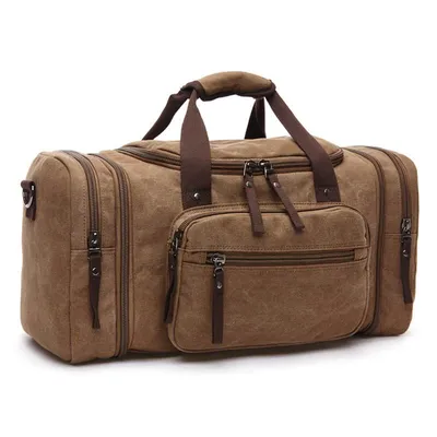 High-End Canvas Travel Bag – Large Capacity Outdoor Shoulder & Trolley Travel Bag (36–55L)