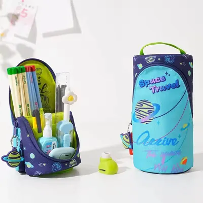 Oxford Cloth Zipper Pencil Bag for Students Large Capacity Cute Design for Boys & Girls Ages 5-12 School & Office Use