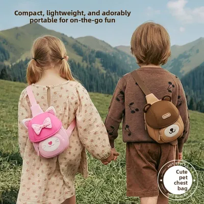 New 3-6 Years Old Children's Cartoon Cute Chest Bag Coin Purse Kindergarten Crossbody Bag Zipper Closure Animal Pattern Fashion
