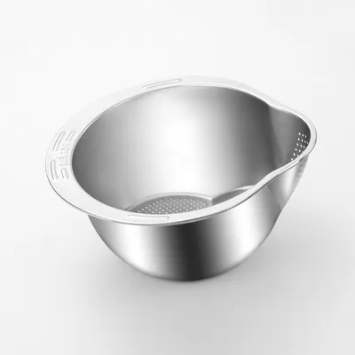 Stainless Steel Rice Washing & Strainer Bowl (27cm)