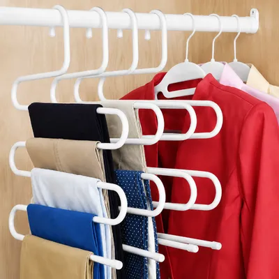 Stainless Steel S-Shape 5 Layer Cloth Hanger-2Pcs
