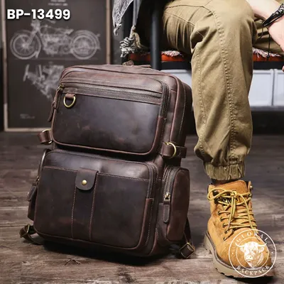 Men's Genuine Leather Retro Crazy Horse  Backpack