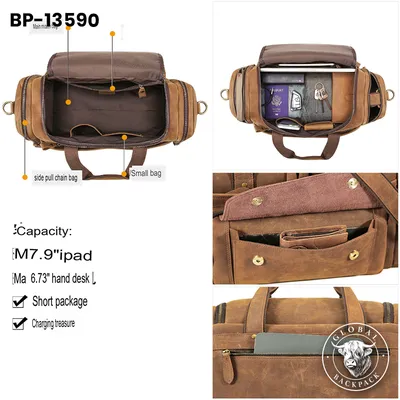 Men's European Cowhide Leather Business Travel Duffle Bag