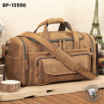 Men's European Cowhide Leather Business Travel Duffle Bag