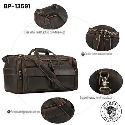 Men's Genuine Leather Large-Capacity Duffle Bag