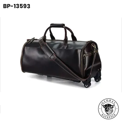 Retro Crazy Horse Leather Large-Capacity Travel Trolley Bag