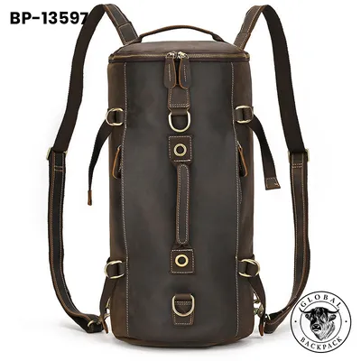 Genuine Crazy Horse Leather Unisex Vintage Backpack