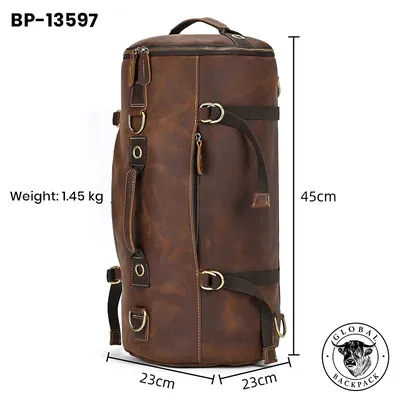 Genuine Crazy Horse Leather Unisex Vintage Backpack