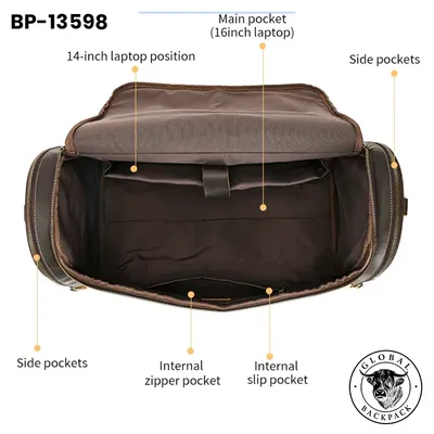 Men's Genuine Leather Large-Capacity Travel Duffle Bag