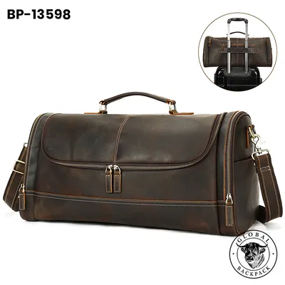 Men's Genuine Leather Large-Capacity Travel Duffle Bag