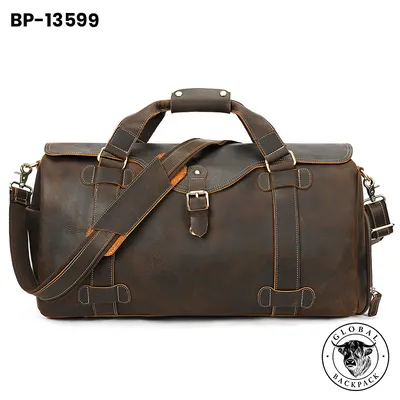 Men's  Genuine Crazy Horse Leather Large-Capacity Travel Bag