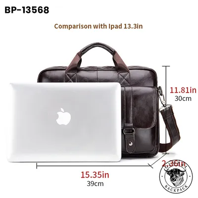 Men's Cowhide Leather Briefcase Business Laptop Bag