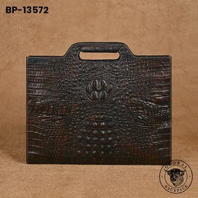 Men's Genuine Leather Crocodile Pattern  Business Briefcase