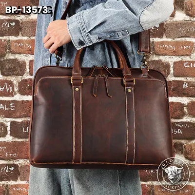 Men's Crazy Horse Leather Multifunctional Business Briefcase