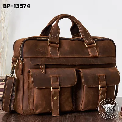 Men's  Genuine Leather Crazy Horse  Business Briefcase
