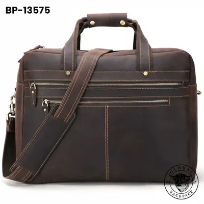 Men's Crazy Horse Leather  17-Inch  Business Briefcase
