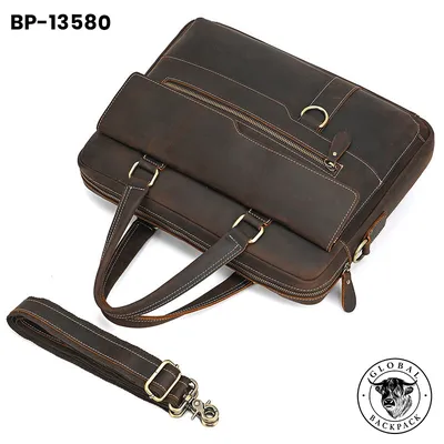 ne Crazy Horse Leather Men's 15-Inch Business Briefcase