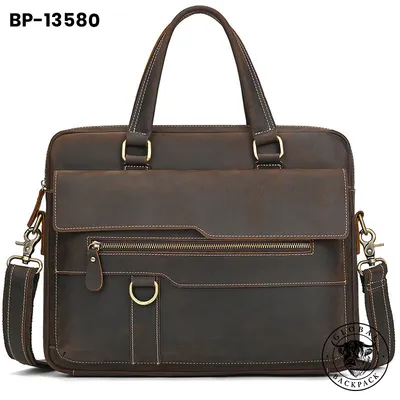 ne Crazy Horse Leather Men's 15-Inch Business Briefcase