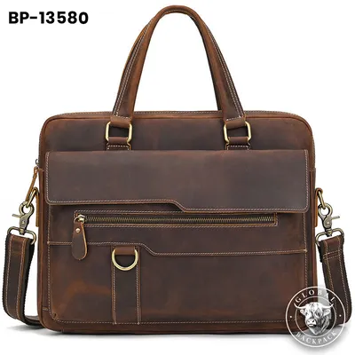ne Crazy Horse Leather Men's 15-Inch Business Briefcase