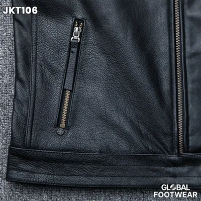 Embroidery motorcycle leather coat cowhide men's jacket