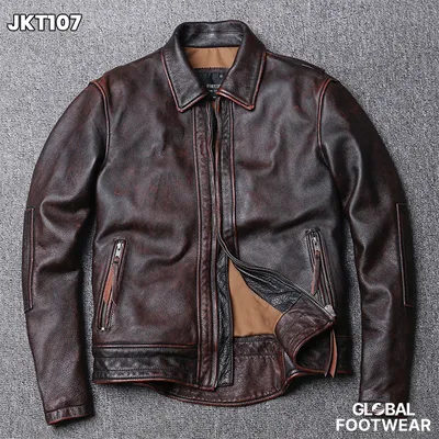 American style Denim first layer cowhide stone mill jacket