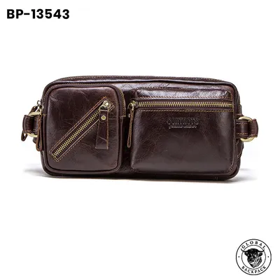 Black Angel Genuine Leather Men's Cowhide Waist Crossbody Bag