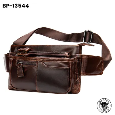 Men's Genuine Cowhide Leather Chest Crossbody Waist Bag