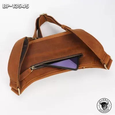 Crazy Horse Leather Men's Genuine Cowhide Chest Waist Bag