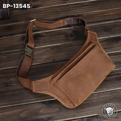 Crazy Horse Leather Men's Genuine Cowhide Chest Waist Bag