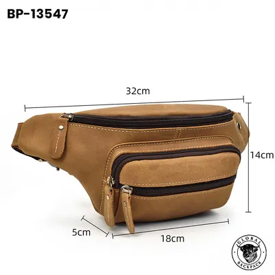 Men's Crazy Horse Leather Vintage Multifunctional Crossbody Chest Bag