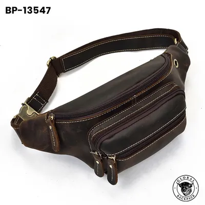Men's Crazy Horse Leather Vintage Multifunctional Crossbody Chest Bag