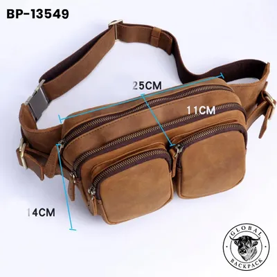 Men's Crazy Horse Leather Large Capacity Waist & Chest Bag