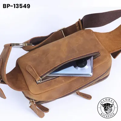 Men's Crazy Horse Leather Large Capacity Waist & Chest Bag