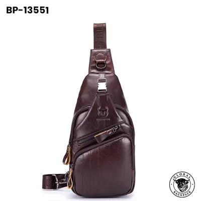 Captain Niu Genuine Cowhide Leather Men's Crossbody Chest Bag
