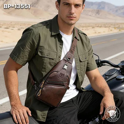 Captain Niu Genuine Cowhide Leather Men's Crossbody Chest Bag