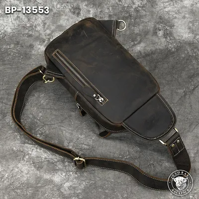 Crazy Horse Genuine Leather Men's Crossbody Chest Bag
