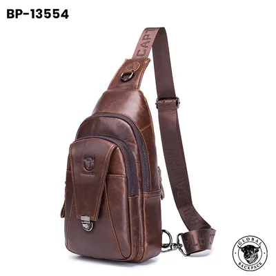 Captain Niu Genuine Cowhide Leather Men's Multifunctional Chest Bag