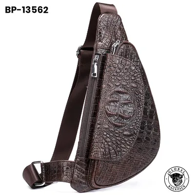 Genuine Cowhide Leather Retro Multifunctional Crossbody Chest Bag