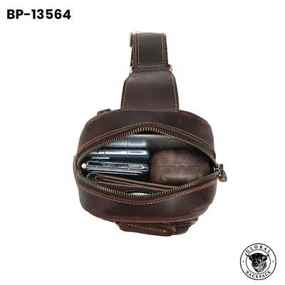 Crazy Horse Leather Men's Retro Classic Chest Bag